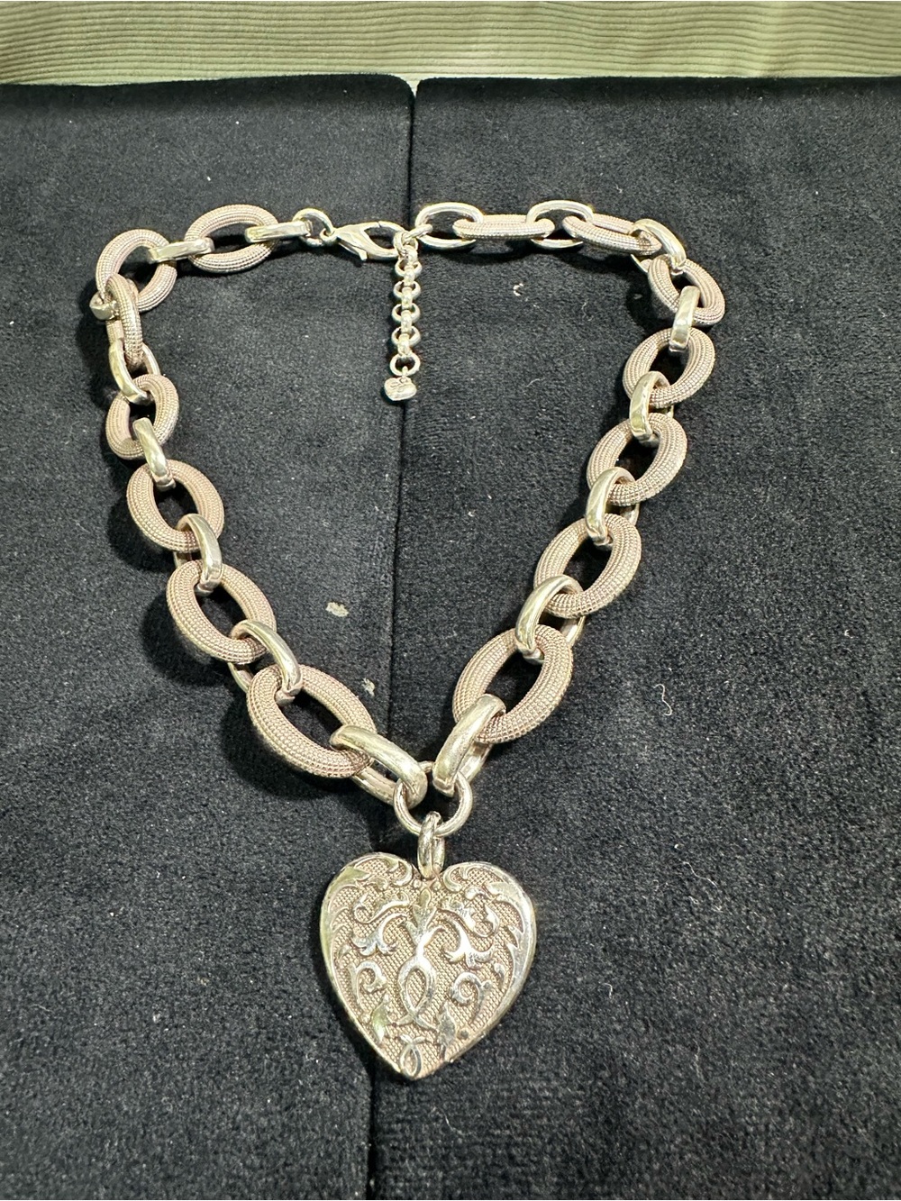 Vtg: Brighton CHUNKY Cordoba Heart Pendant Chain Link Necklace - Picture 6 of 13